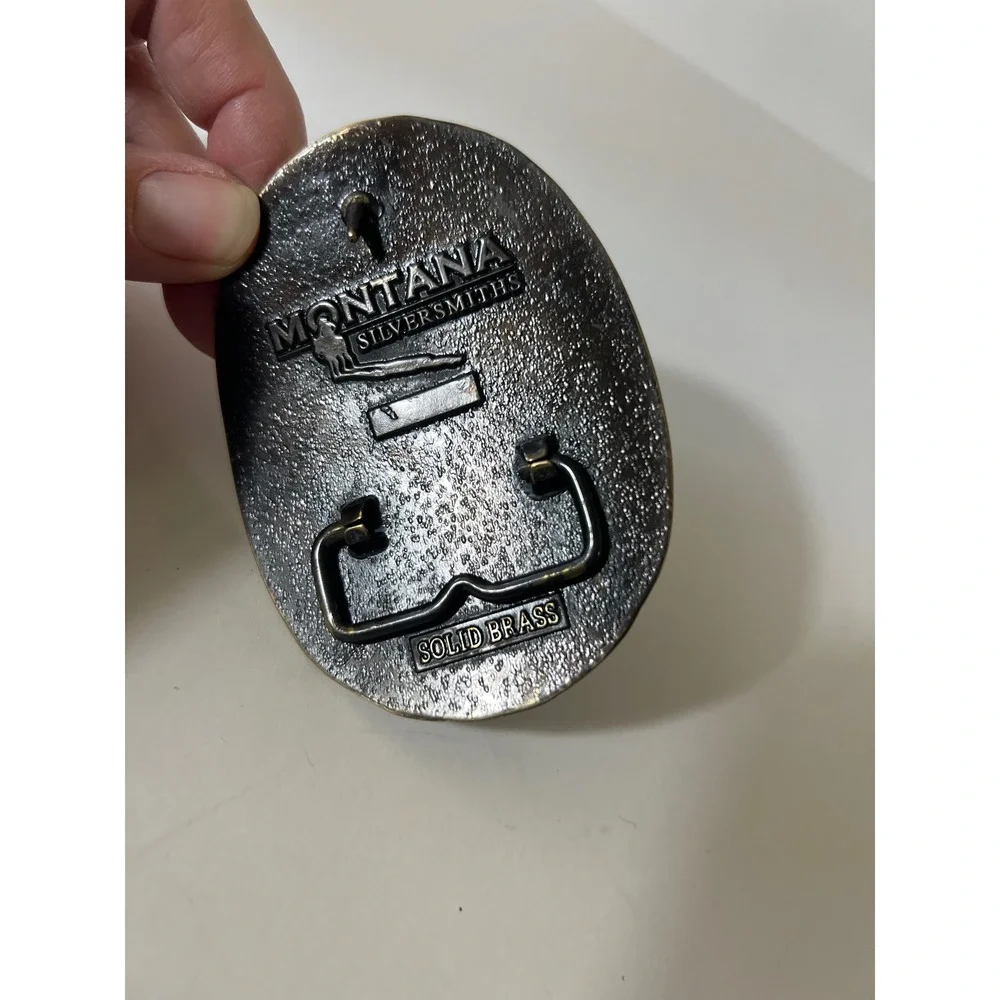 Montana Silversmiths End of the Trail Brass Belt Buckle 3.5